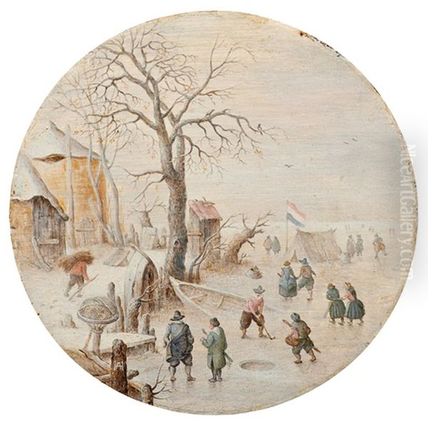 Winter Landscape With Ice Skaters Oil Painting by Hendrick Avercamp