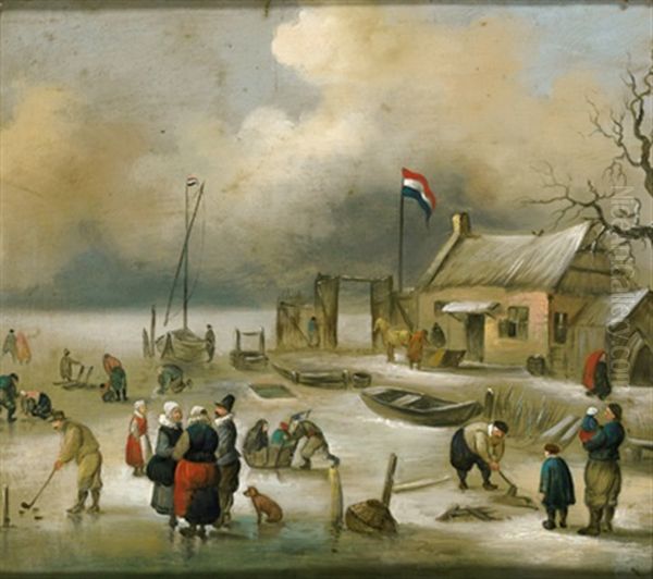 Eisvergnugen Oil Painting by Hendrick Avercamp