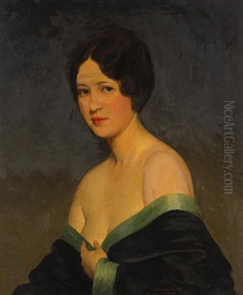 A Portrait Of The Artist's Wife, Estelle Oil Painting by Kenneth Newell Avery