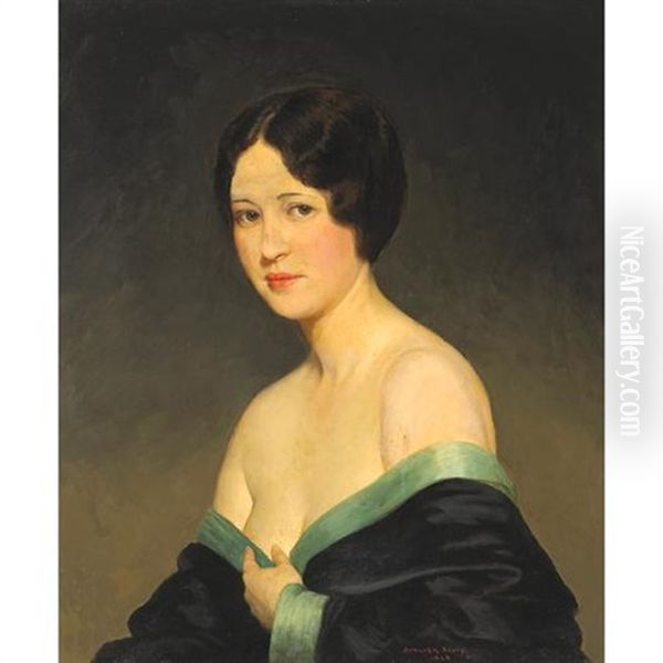 A Portrait Of The Artist's Wife, Estelle Oil Painting by Kenneth Newell Avery