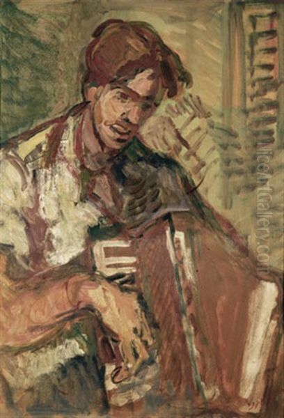 Accordion Player by Aharon Avni