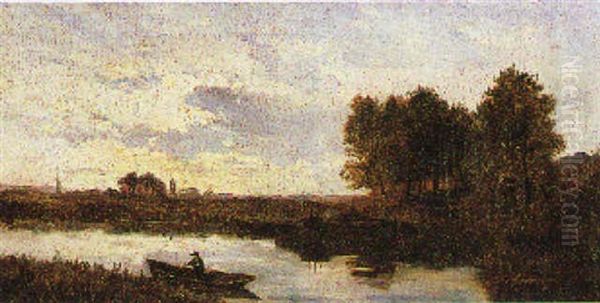 Barcaiolo Sul Fiume Oil Painting by Vittorio Avondo