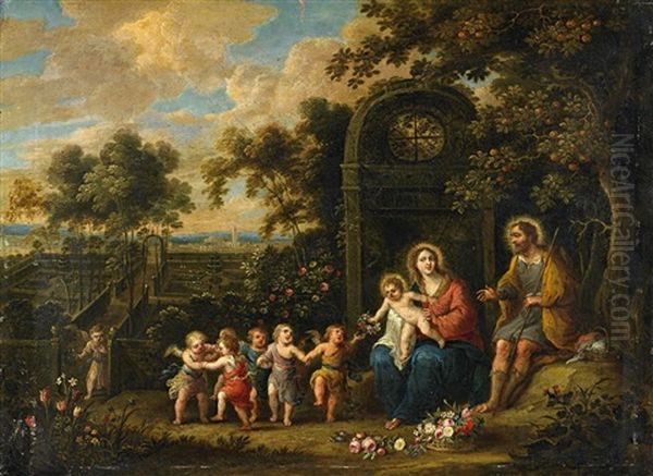 Landschaft Mit Heiliger Familie Oil Painting by Abraham Govaerts and Peeter van Avont