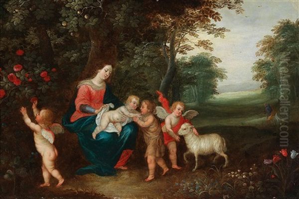 The Virgin And Child With The Infant Saint John The Baptist Oil Painting by Peeter Van Avont