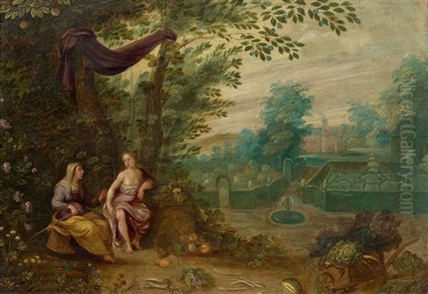 Vertumnus And Pomona Oil Painting by Peeter Van Avont