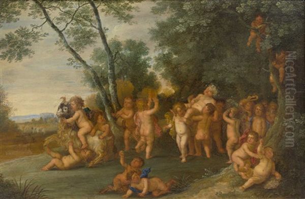 L'offrande A Bacchus Oil Painting by Peeter Van Avont