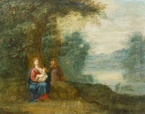 Flight From Egypt Oil Painting by Peeter Van Avont