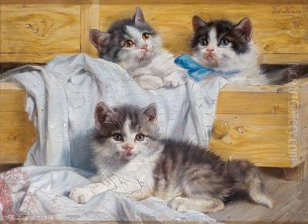 Famiglia Di Gatti Oil Painting by Julius I Adam