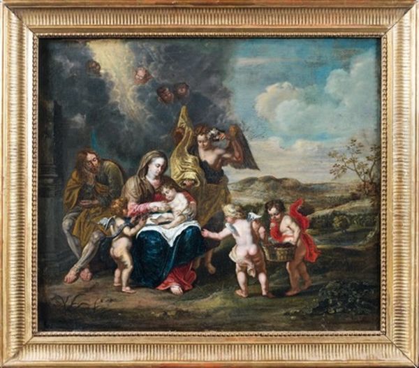 Le Repos De La Sainte Famille Oil Painting by Peeter Van Avont