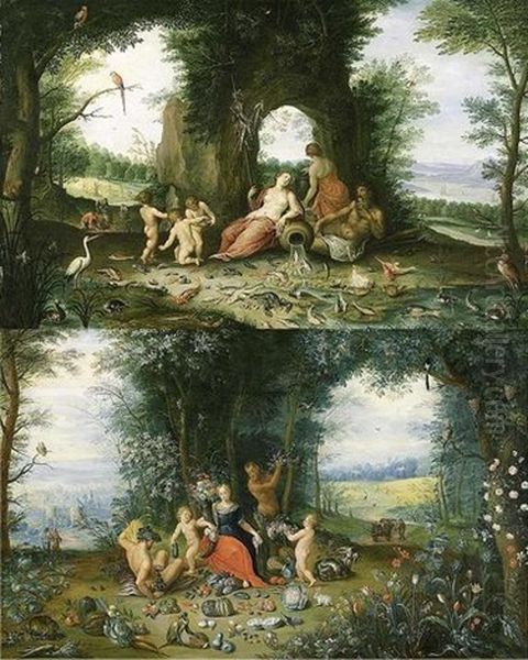 Allegorie De L'eau (+ Allegorie De La Terre; Pair) Oil Painting by Peeter Van Avont