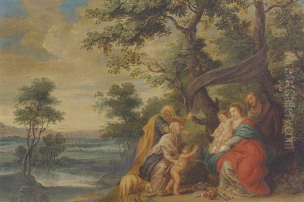 La Sainte Famille Dans Un Paysage by Peeter Van Avont