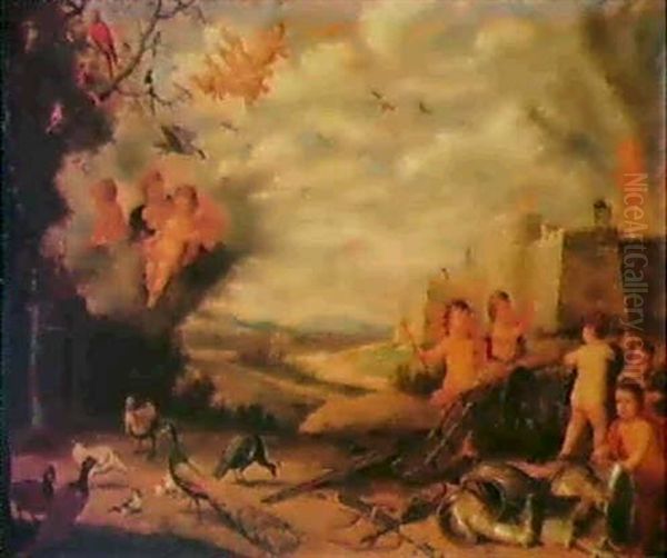 An Allegory Of Fire And Air Oil Painting by Peeter Van Avont