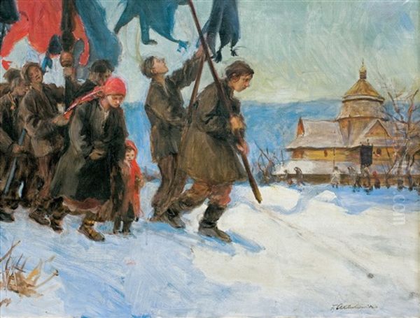 A Procession Of Hutsuls Oil Painting by Teodor Axentowicz