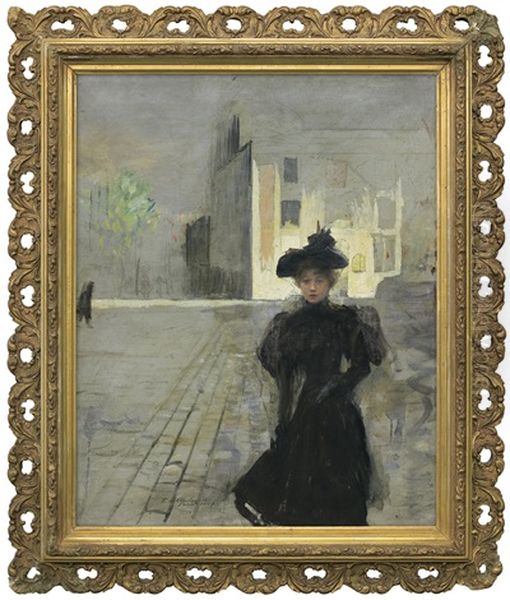 Alone In Paris Oil Painting by Teodor Axentowicz