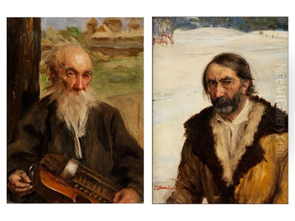 Paar Portraits (pair) Oil Painting by Teodor Axentowicz