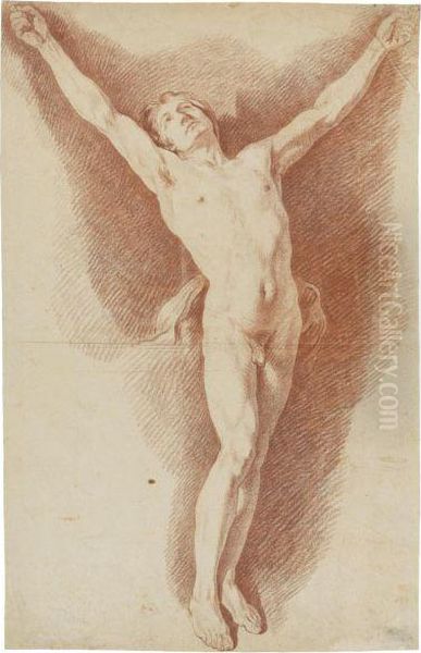 Male Academy Study For A Crucifixion Oil Painting by Nicolas-Sebastien Adam