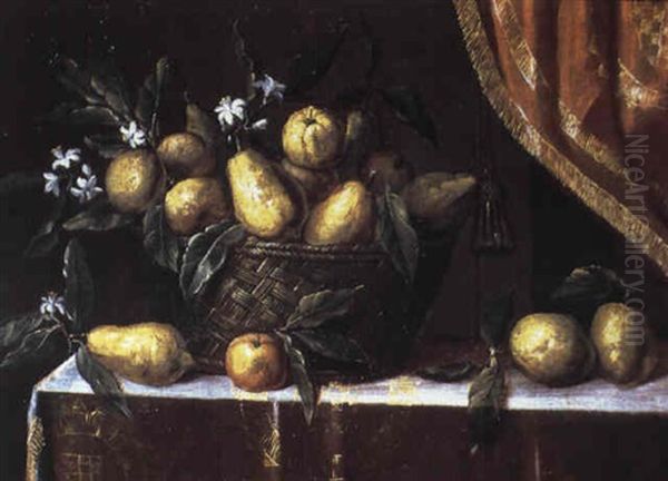 Nature Morte A La Corbeille De Fruits Oil Painting by Josefa de (Obidos) Ayala