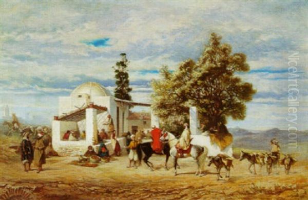 Cafe En Algerie Oil Painting by Adolphe Aze