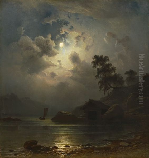 Maneskinn Oil Painting by Knud Andreassen Baade