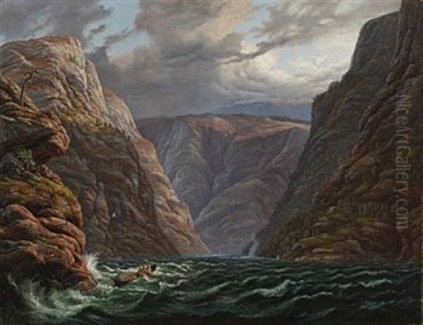 Fjordparti Oil Painting by Knud Andreassen Baade