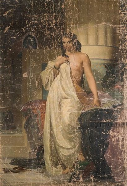 Dalila Ayant Livre Samson Aux Philistins Oil Painting by Louis Marie Baader