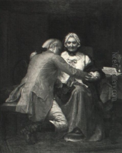 Washington Bidding Farewell To His Mother Oil Painting by Louis Marie Baader