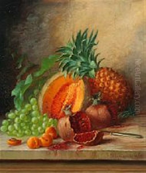 Still Life With Tropical Fruits Oil Painting by Alfrida Baadsgaard