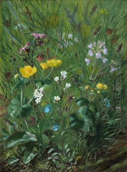 Fleurs Oil Painting by Alfrida Baadsgaard