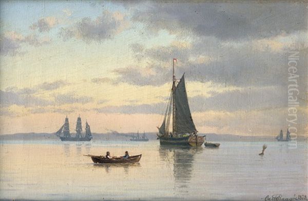 Segelschiffe Auf Dem Wasser Im Morgenrot Oil Painting by Carl Emil Baagoe