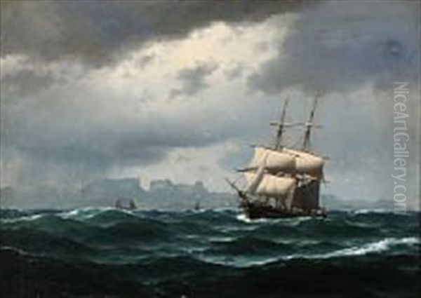 Seascape With Sailing Ships Oil Painting by Carl Emil Baagoe