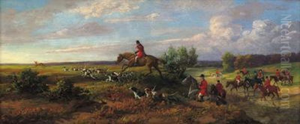 Hunting Party Oil Painting by Richard Benno Adam