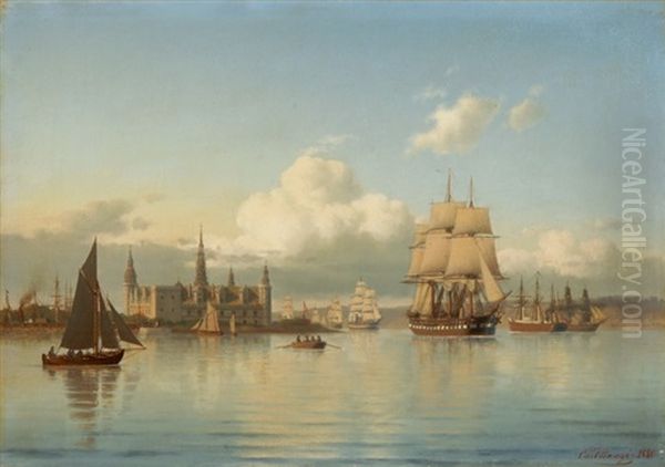 Ansicht Des Hafens Von Helsingor Mit Schloss Kronburg Oil Painting by Carl Emil Baagoe