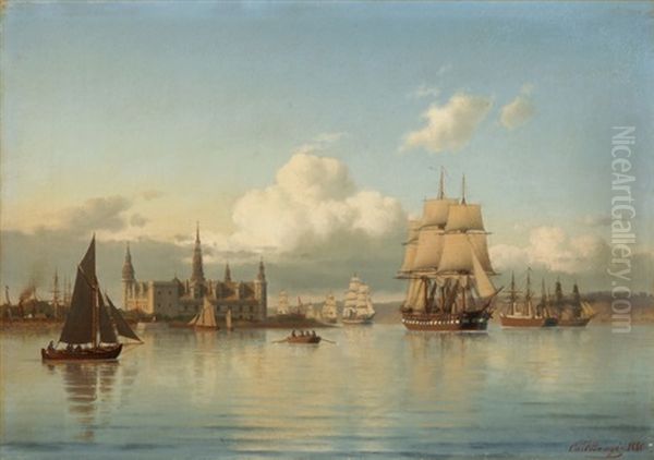 Ansicht Des Hafens Von Helsingor Mit Schloss Kronburg Oil Painting by Carl Emil Baagoe