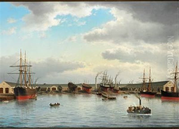 Burmeister & Wain's Jernskibsbyggeri Pa Refshaleoen (shipyard At Refshaleoen In Copenhagen) Oil Painting by Carl Emil Baagoe