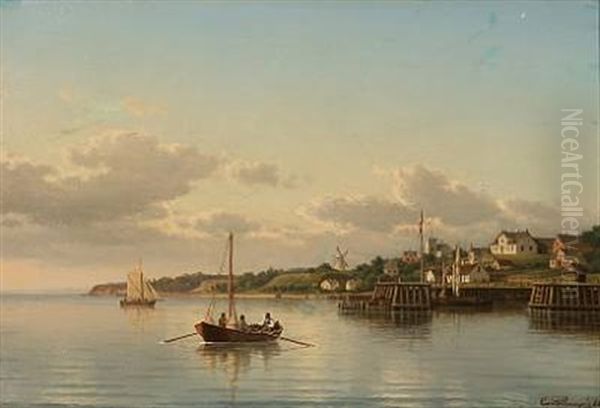 Summer Day At Espergjerde Harbour With A View Towards Humlebaek, Denmark Oil Painting by Carl Emil Baagoe