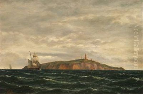 Sailing Ships At Hjelm Island Oil Painting by Carl Emil Baagoe