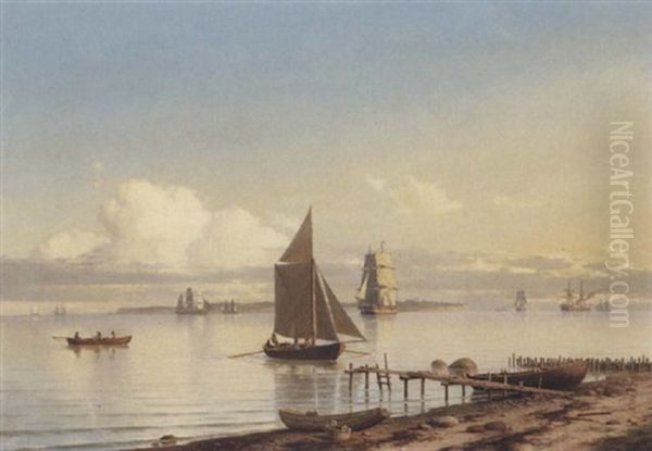 Marine Ud For Humlebaek Med Udsyn Mod Hven Oil Painting by Carl Emil Baagoe