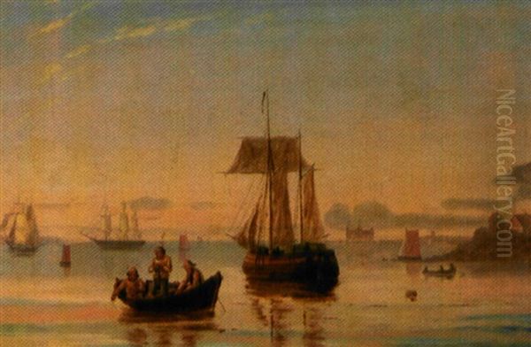 Fiskere I Sundet Ud For Kronborg Oil Painting by Carl Emil Baagoe