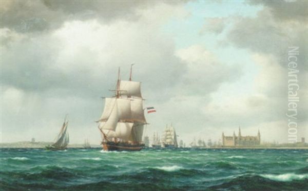 Den Internationale Handelsflade Passerer Kronborg Oil Painting by Carl Emil Baagoe