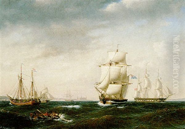 Shipping Off Kronborg Oil Painting by Carl Emil Baagoe