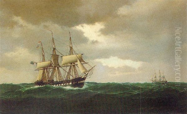 Ships At Sail Oil Painting by Carl Emil Baagoe