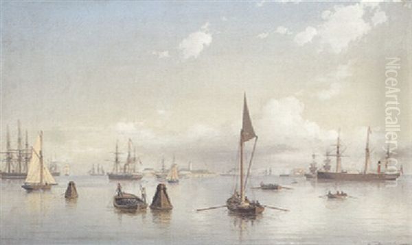 Parti Af Kjobenhavns Rhed Set Fra Tolboden Oil Painting by Carl Emil Baagoe