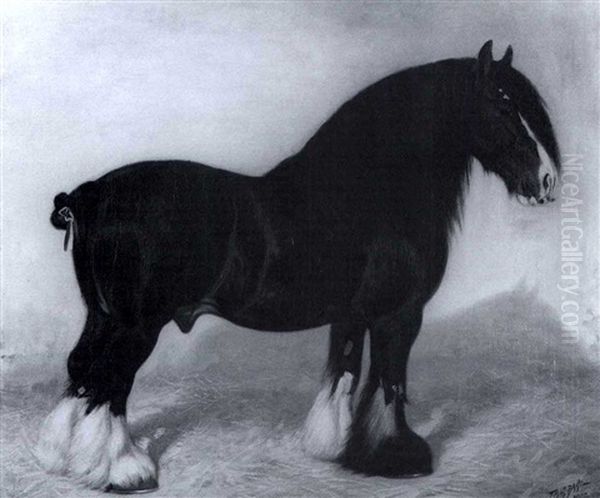 The Shire Horses: Locking Harold Oil Painting by Frank Babbage