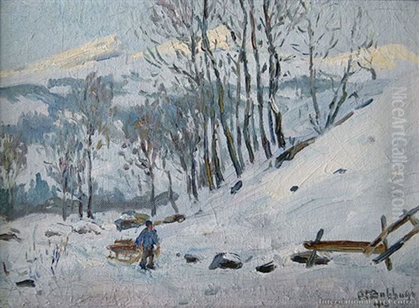 Winter Scene Oil Painting by Herbert Ivan Babbage