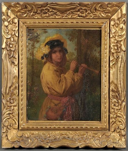 The Flute Player Oil Painting by William P. Babcock