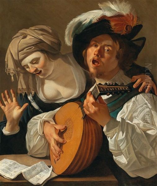 The Duet Oil Painting by Dirck Van Baburen