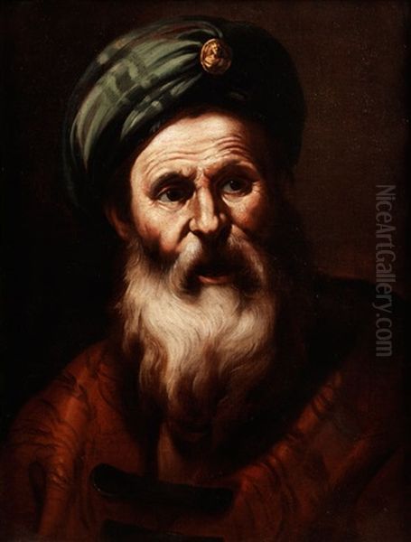 Bildnis Eines Bartigen Mannes Mit Turban Oil Painting by Dirck Van Baburen