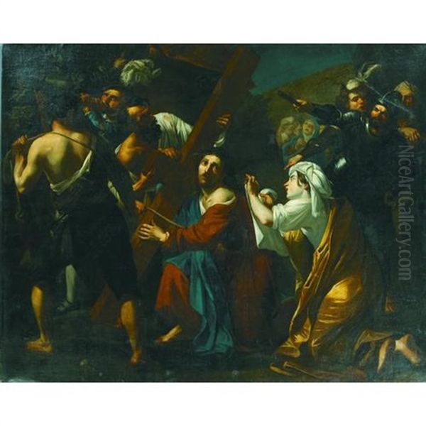 Christ Carrying The Cross On The Way To Calvary With Saint Veronica Offering Her Veil Oil Painting by Dirck Van Baburen