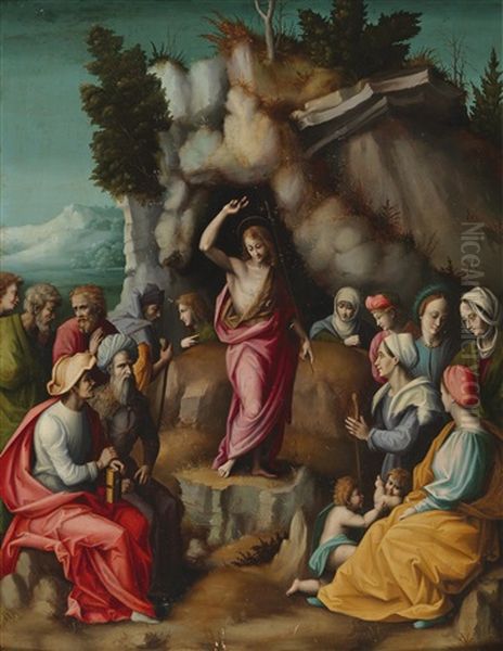 The Preaching Of Saint John The Baptist by  Bacchiaca