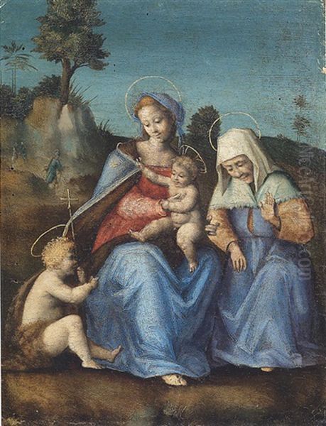 La Madonna Col Bambino, Santa Elisabetta E San Giovannino Oil Painting by  Bacchiacca